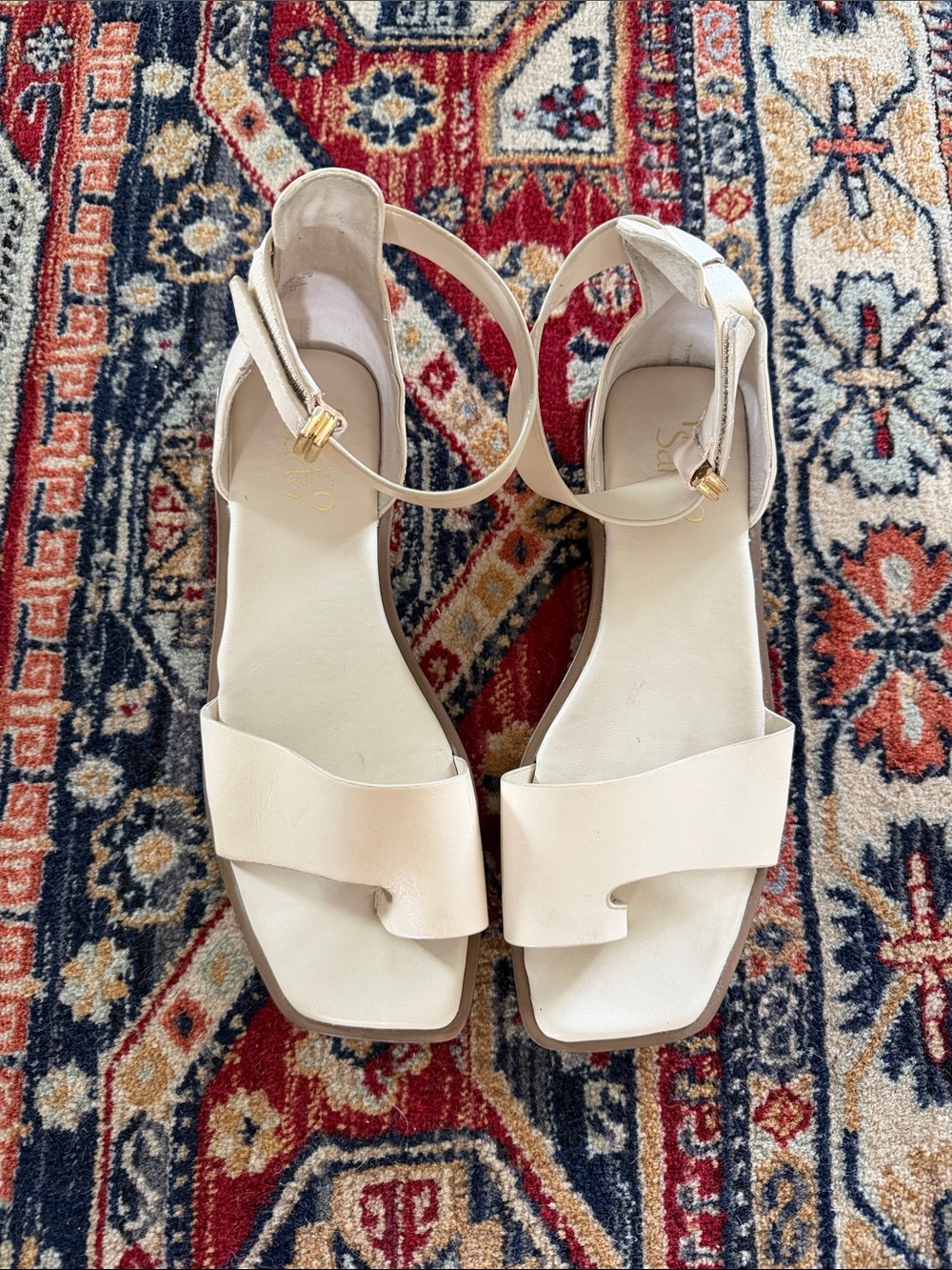 Franco Sarto Cream Ankle-Strap Sandals